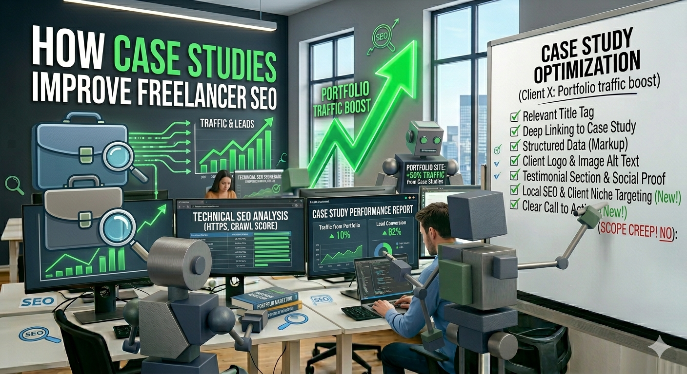 Case studies and freelancer SEO article thumbnail
