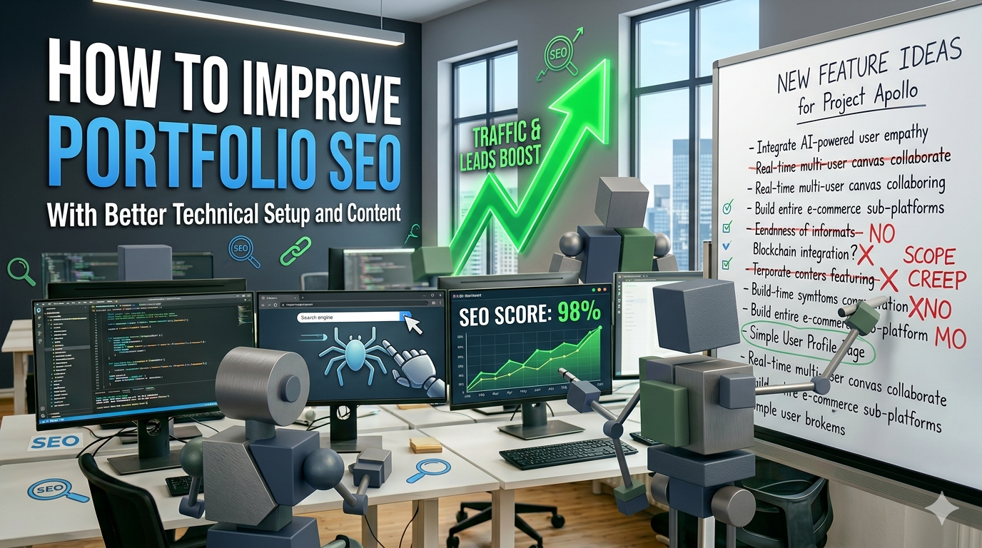 Blog article thumbnail about portfolio SEO and technical setup